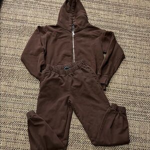 Brandy Melville Brown Hoodie and Jogger Set